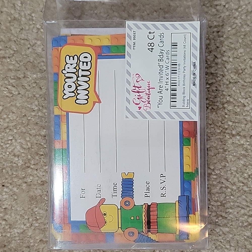 Free W Any Purchase! Lego Birthday party invitations, 39 invitations